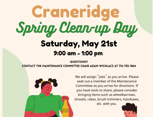 Join your neighbors at the Community-Wide Spring-Clean-up on Saturday, May 21st, from 9:00 am – 1:00 pm.